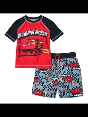 Character Toddler Boy Short-Sleeve Rash Guard and Swim Trunk Set